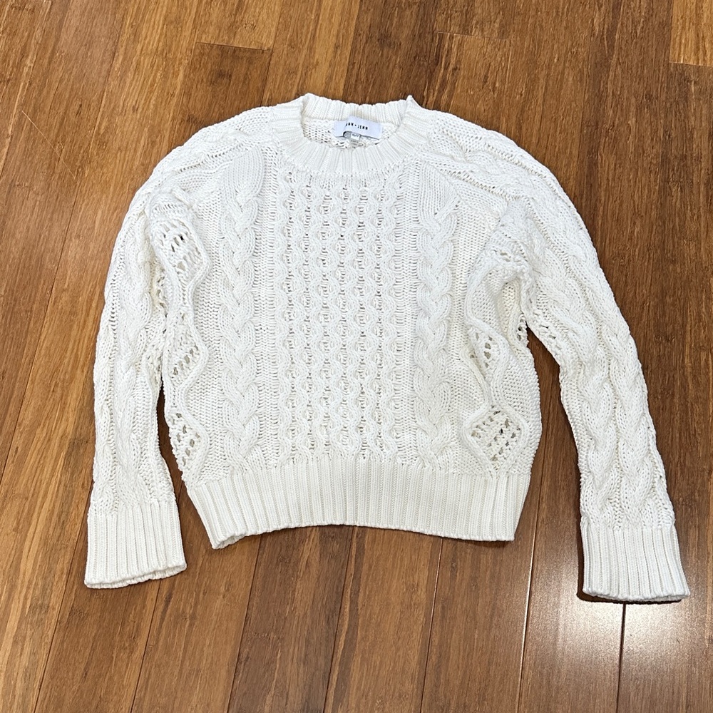 LAST CHANCE OFFER: John + Jenn Women's White Cable Knit Sweater